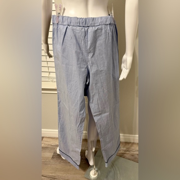 J. Crew women's pajama pants, size S, 100% cotton, light blue, with a white - Picture 7 of 12